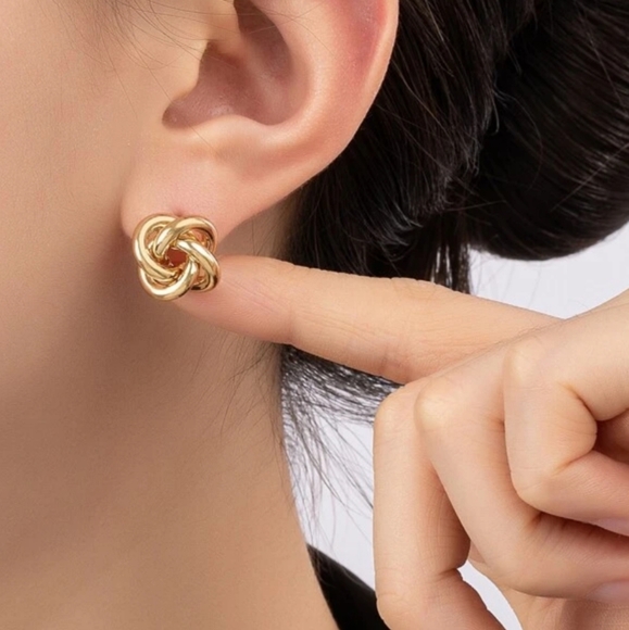 Athena Eternity Knot 18k Mini Gold Studs - Picture 2 of 4